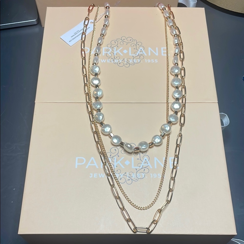 Park Lane Gold and Pearl Layered Necklace